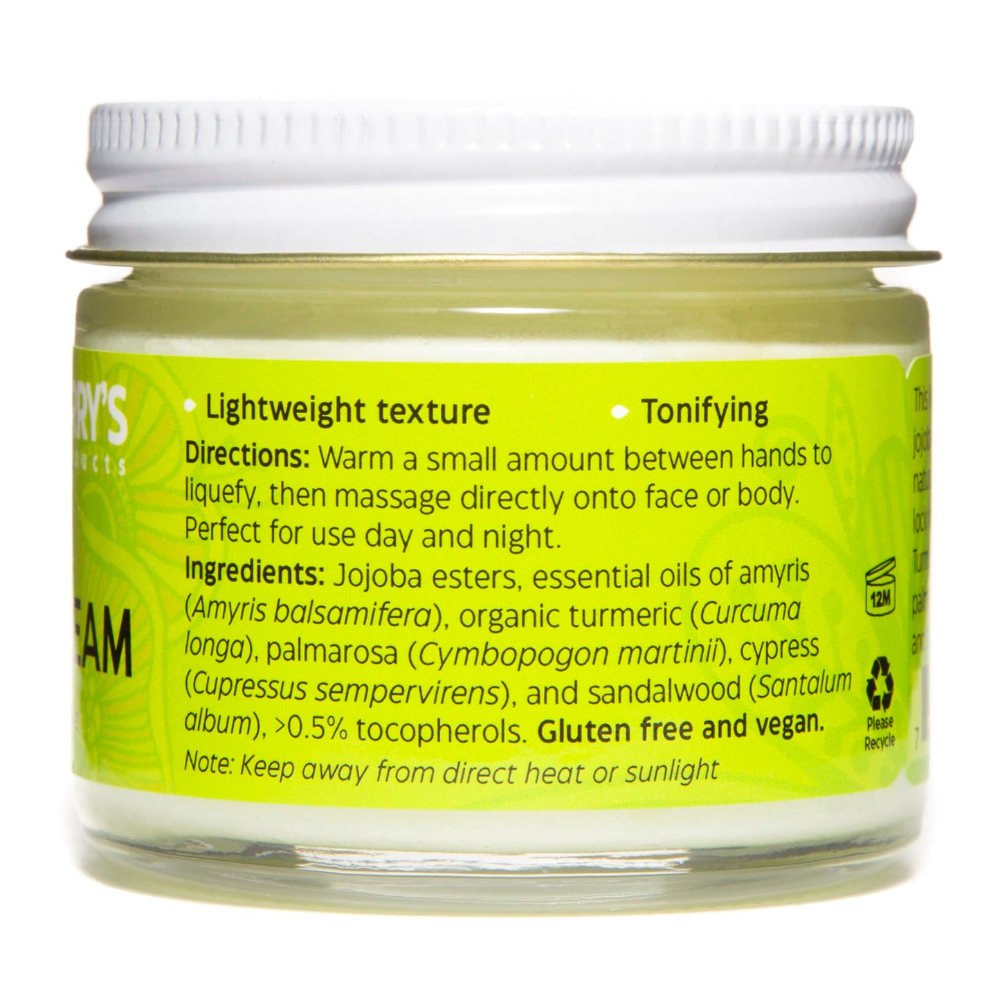 Uncle Harry's Natural Products Ayurvedic Face Cream with Jojoba Esters and Pure Essential Oils of Turmeric, Sandalwood, Palmarosa, and Cypress -