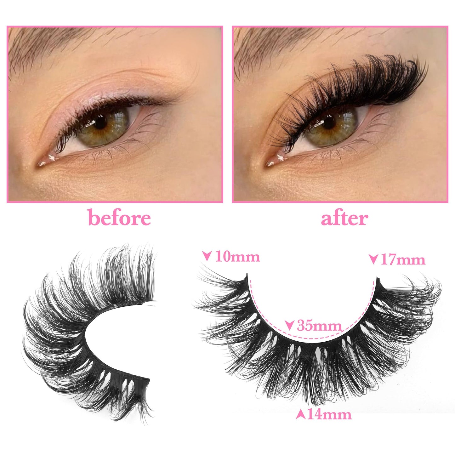 Zanlufly False Eyelashes Russian Strip Cat Eye Faux Mink D Curl Fluffy Fake Lashes Look Like Extension Long Strip Wispy Beauty and Personal Care zanlufly