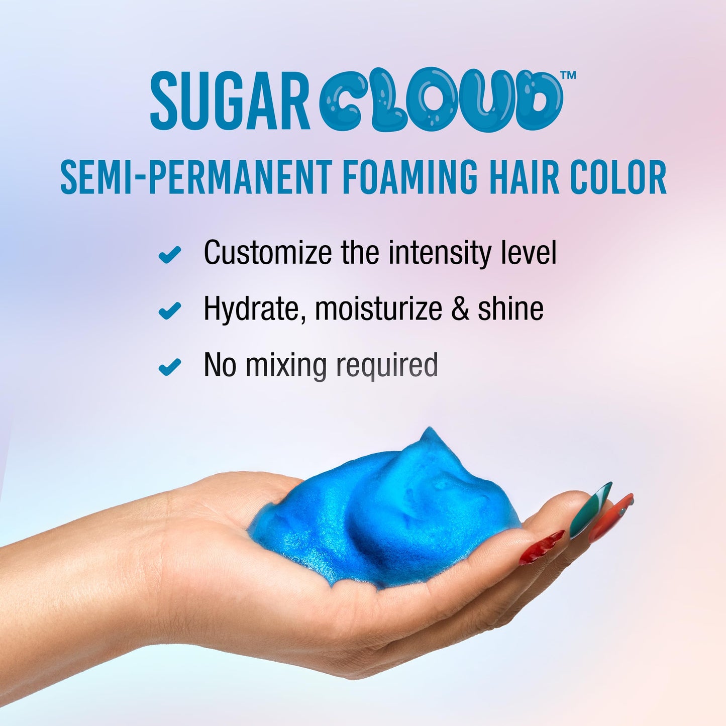 Punky Colour Sugar Cloud Jawbreaker - Semi-Permanent Foaming Hair Color, Vibrant Blue Foam Hair Dye for Bleached or Lightened Tones, 6 fl oz