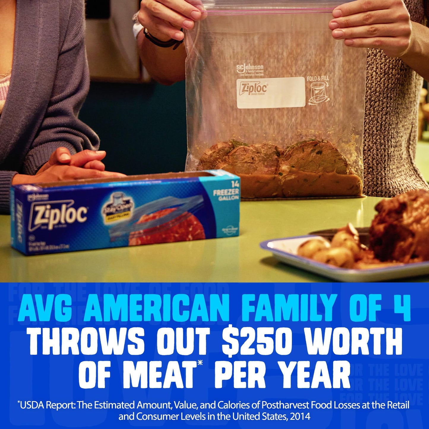 Ziploc Quart Food Storage Freezer Bags, Grip 'n Seal Technology for Easier Grip, Open, and Close, 100 Count