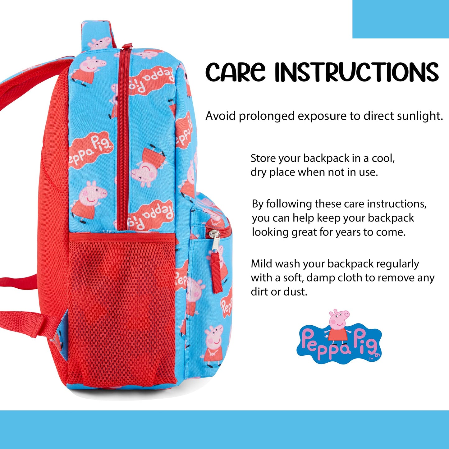 Peppa Pig Backpack for Girls - Peppa, George, Mummy and Daddy - 16" Backpack For School - Front Pocket and Laptop Sleeve Backpack for Girls and Toddlers - Preschool and Elementary School Bag