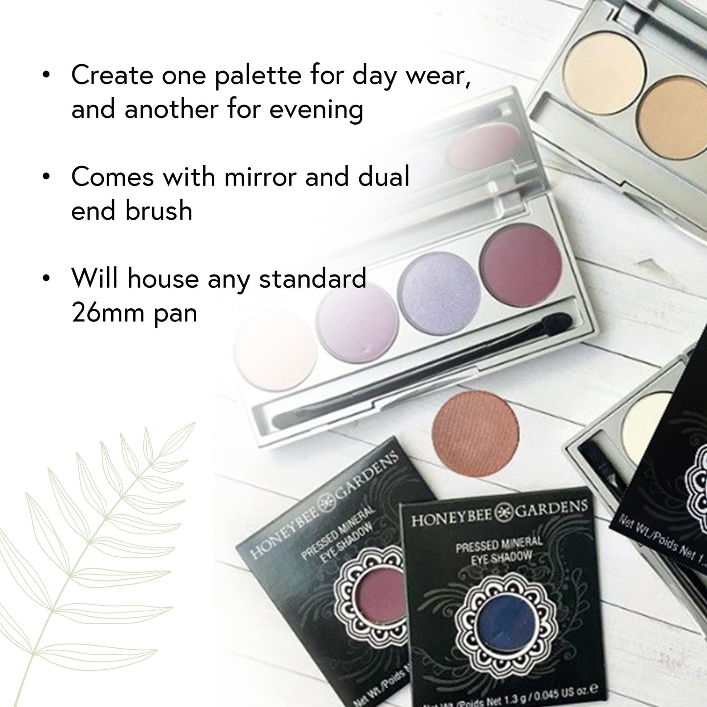 Honeybee Gardens Refillable Pressed Eye Shadow Quad Compact, Holds Up To Four Eye Shadow Colors, Fits 26mm or Smaller Pan, Customizable Travel Eye