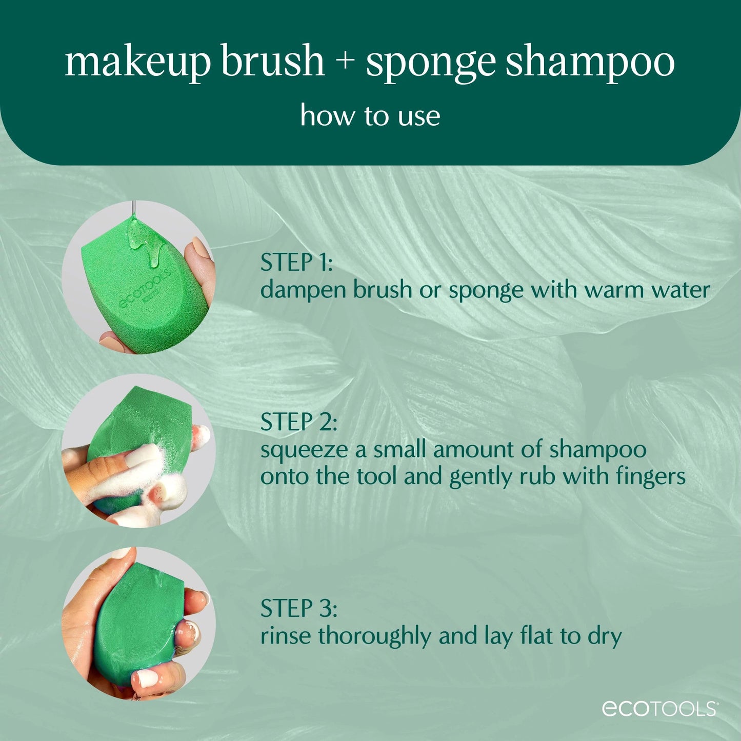 EcoTools Cleanser Shampoo for Makeup Brush/Sponge/Puffs, Remove Makeup & Impurities, Fragrance-Free, No Harsh Chemicals, Vegan & Cruelty-Free, 6