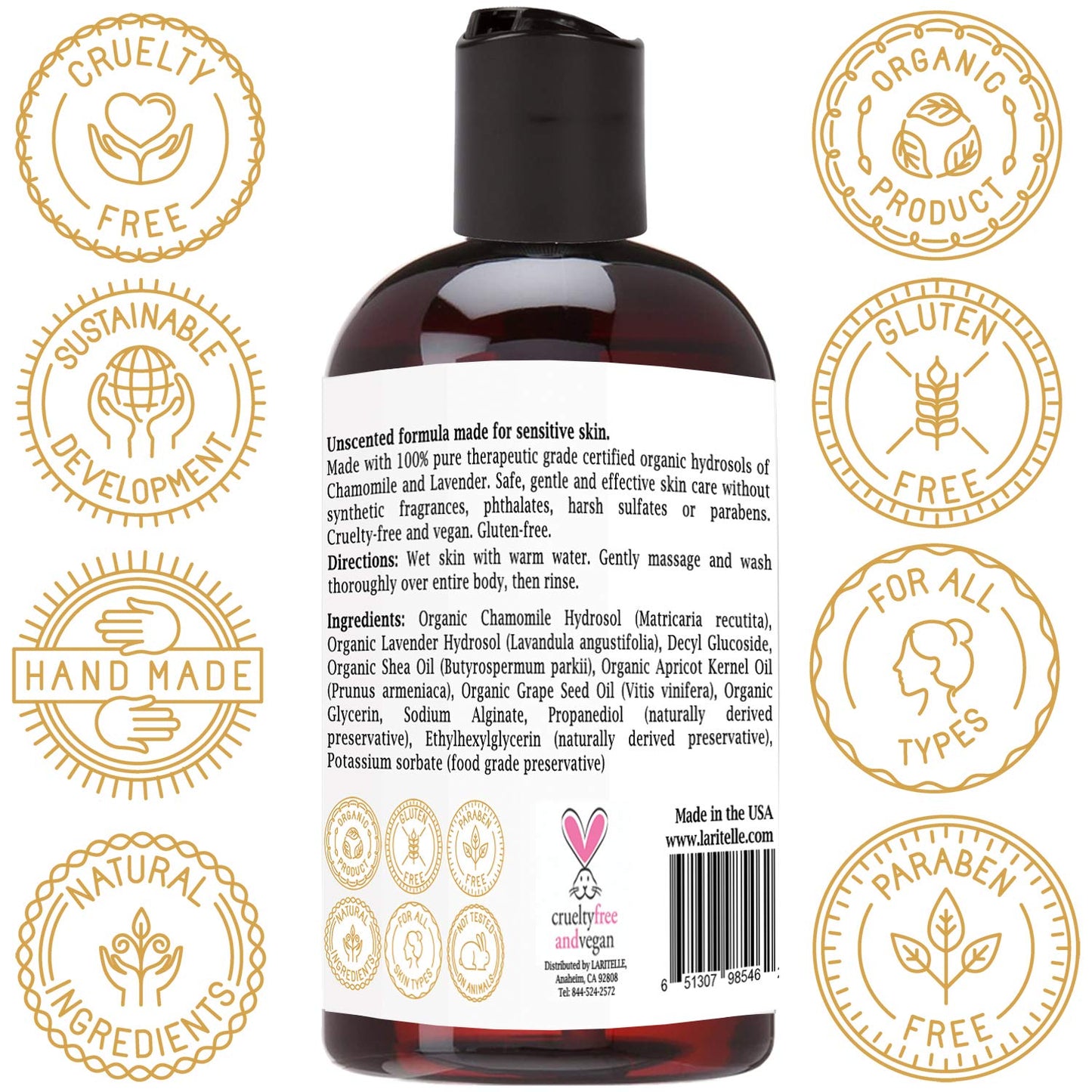 Laritelle Organic Unscented Body Wash 8.5 oz Beauty & Personal Care Laritelle
