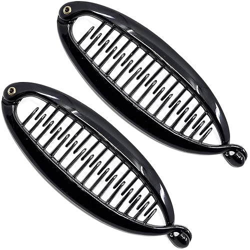 Camila Paris NV138 2 Pack French Extra Small Banana Clip Hair Comb for Fine Hair, Classic Banana Clips Hair for Thin Hair Ponytail Holder Interlocking