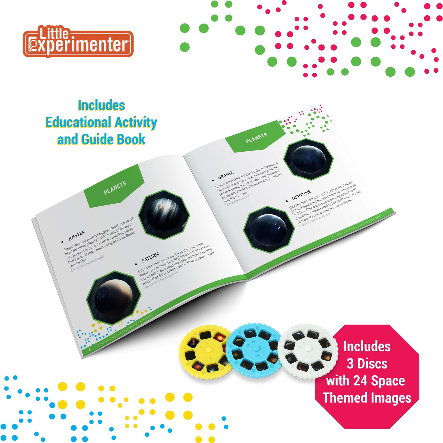 Projector Telescope for Kids β Includes 24 Space Images & Educational Book, STEM Science Learning Toy Gift for Boys & Girls Ages 3β12