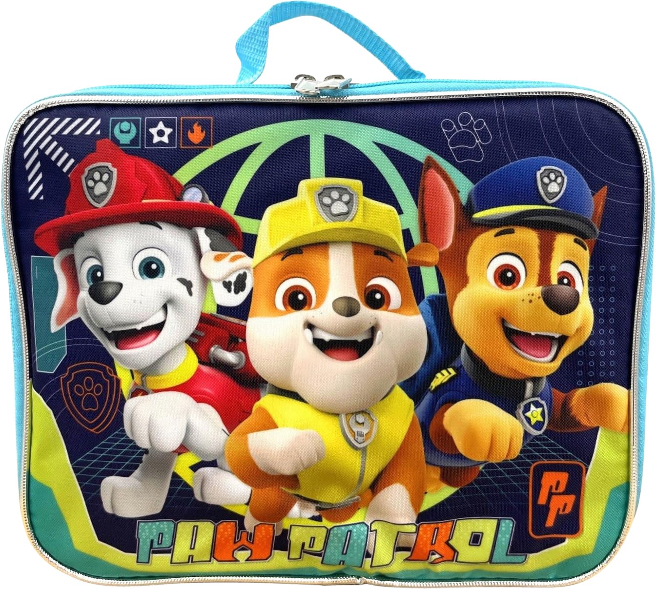 Ruz Paw Patrol Boy's 16 Inch Backpack With Removable Matching Lunch Box Set (Black-Blue)