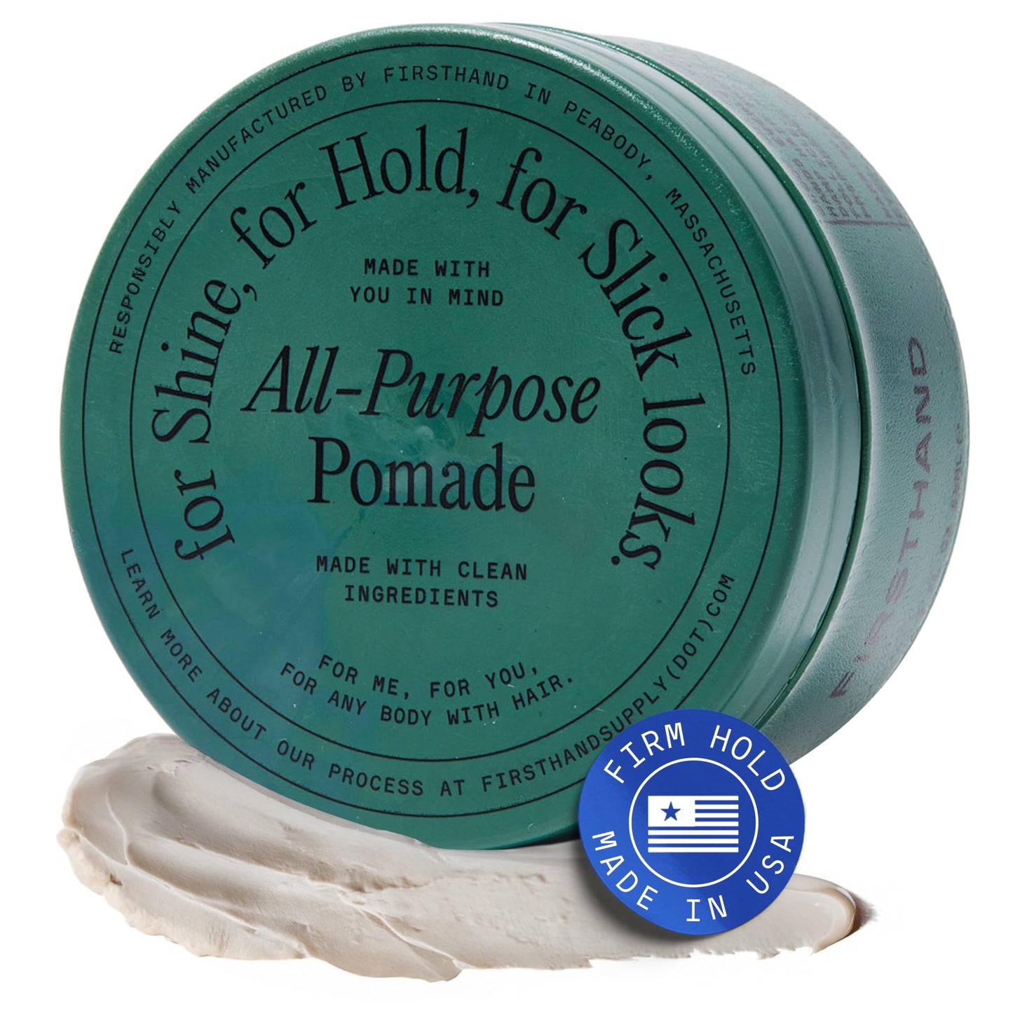 Firsthand Supply All-Purpose Hair Pomade for Men & Women - Flexible Firm Hold with Natural, Low Shine - Organic, Water Based Pomade - Nourishing Aloe