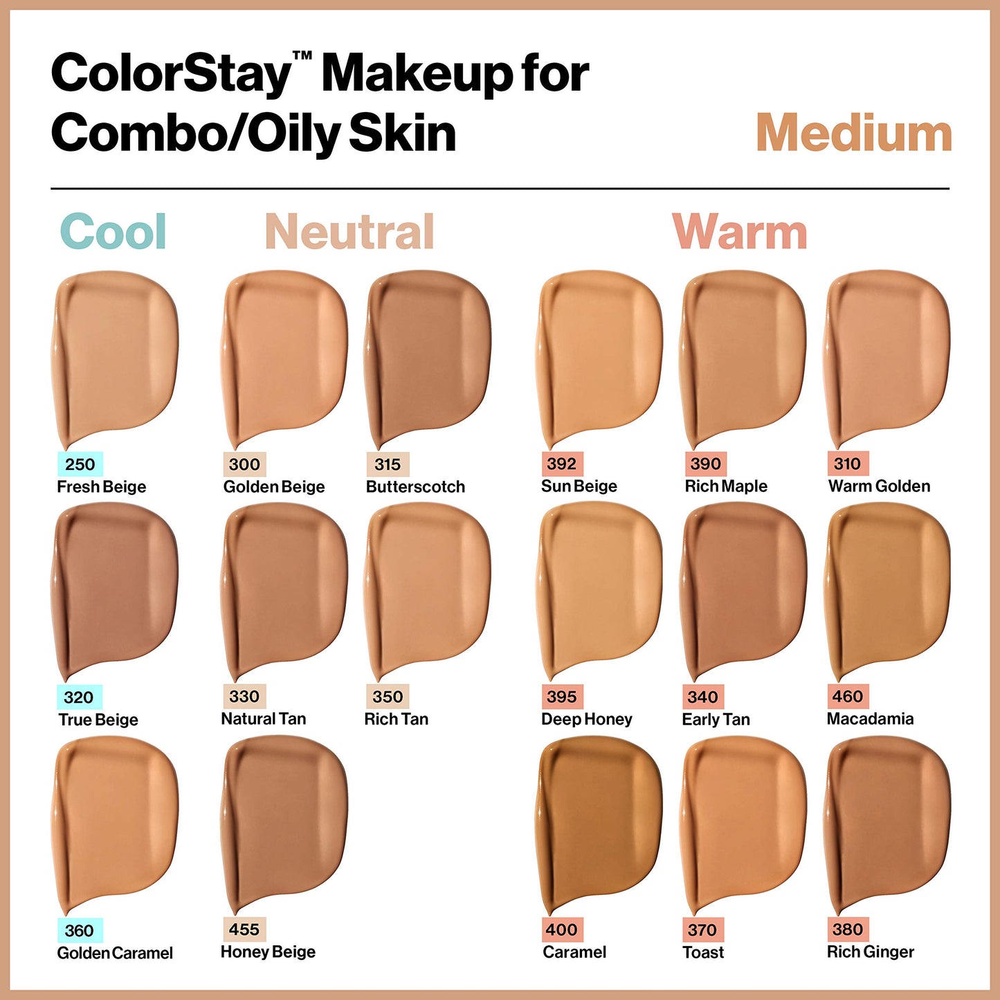 Revlon Liquid Foundation, ColorStay Face Makeup for Combination & Oily Skin, SPF 15, Medium-Full Coverage with Matte Finish, 360 Golden Caramel, 1 Fl