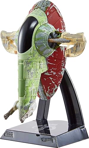 Hot Wheels Star Wars Starships Select Boba Fett's Starship, Premium Collectable Replica with Movable Part & Display Stand