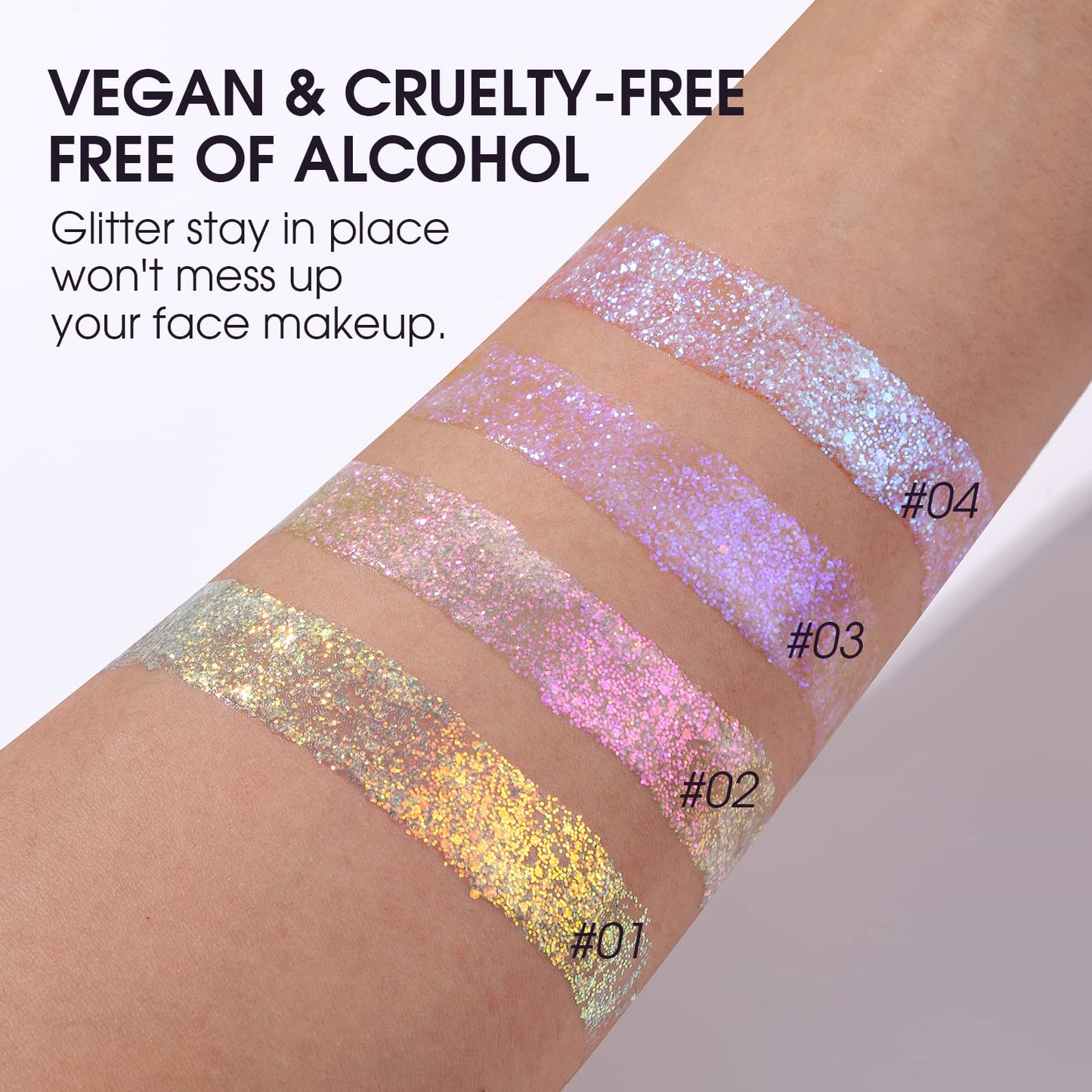 LANGMANNI Holographic Body Glitter Gel for Body, Face, Hair and Lip.Color Changing Glitter Gel Under Light. Vegan & Cruelty Free-1.35 oz (2# Sparkling