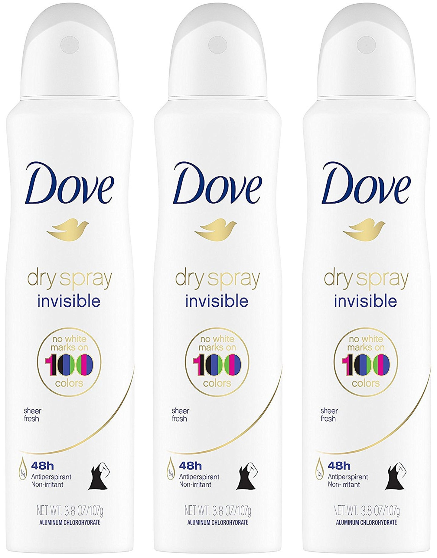 Dove Dry Spray Antiperspirant - Invisible - Sheer Fresh - Net Wt. 3.8 OZ (107 g) Per Can - Pack of 3 Cans Beauty and Personal Care Dove