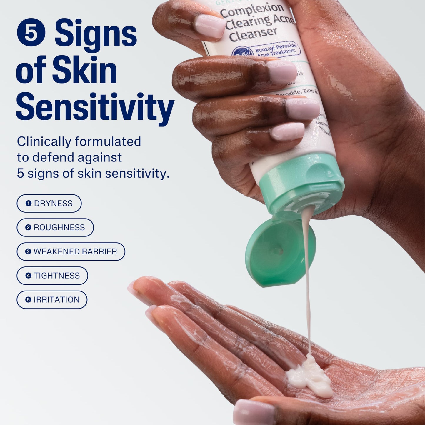 Cetaphil Gentle Clear Complexion-Clearing BPO Acne Cleanser with 2.6% Benzoyl Peroxide, Creamy and Soothing for Sensitive Skin, Suitable for All Skin