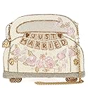 Mary Frances Just Married Beaded Crossbody Handbag Clutch Bridal Car Novelty Purse, Ivory