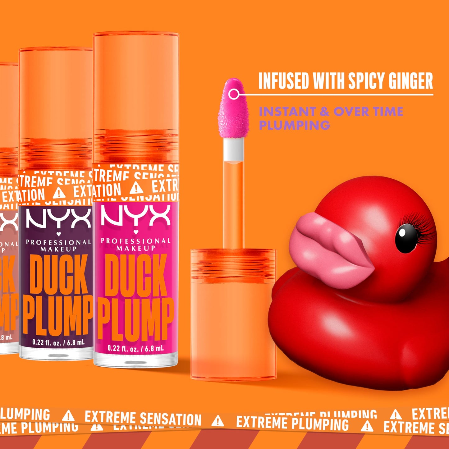 NYX PROFESSIONAL MAKEUP Duck Plump High Pigment Plumping Lip Gloss with Spicy Ginger, Vegan Lip Makeup - Cherry Spice (Transparent Red)