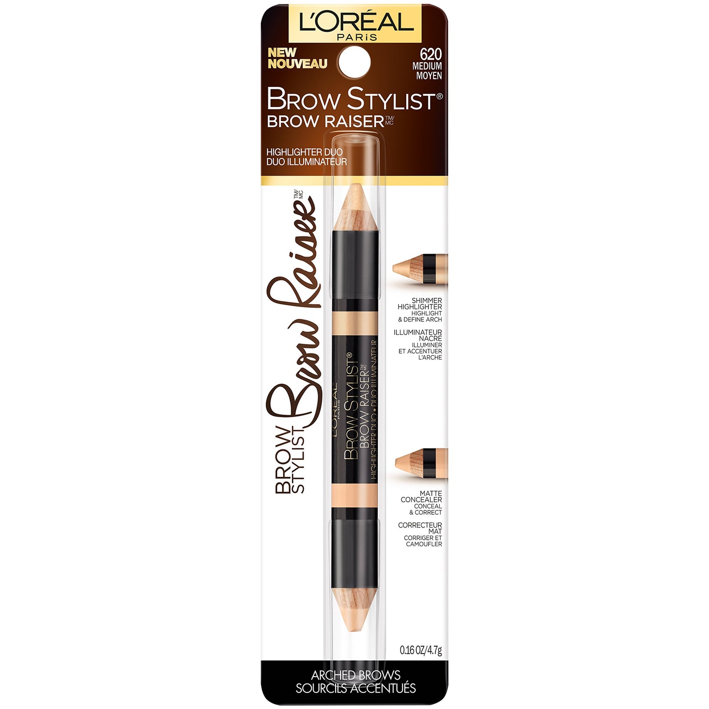 L’Oréal Paris Cosmetics Stylist Brow Raiser Highlighter Duo, Medium, 0.16 Ounce