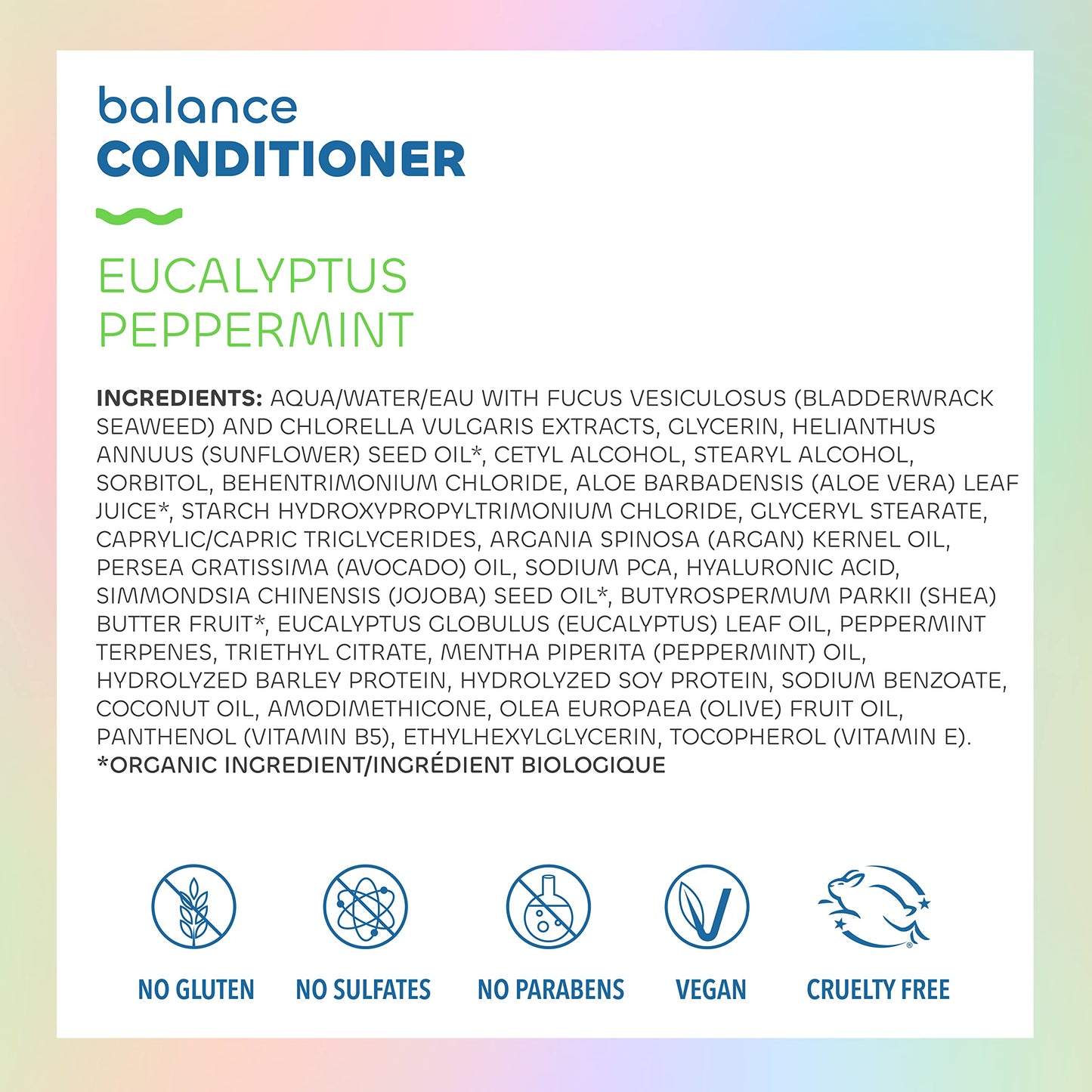 Seaweed Bath Co. Balance Conditioner, Eucalyptus Peppermint Scent, 12 Ounce, Sustainably Harvested Seaweed, Pro Vitamin B5, For Normal to Oily Hair