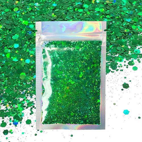 Green Face & Body Glitter - Chunky Glitter - Uses Include: Holidays, Cheerleading, Festival, Rave, Hair, Makeup, Face, Body, Nails, Resin, Arts