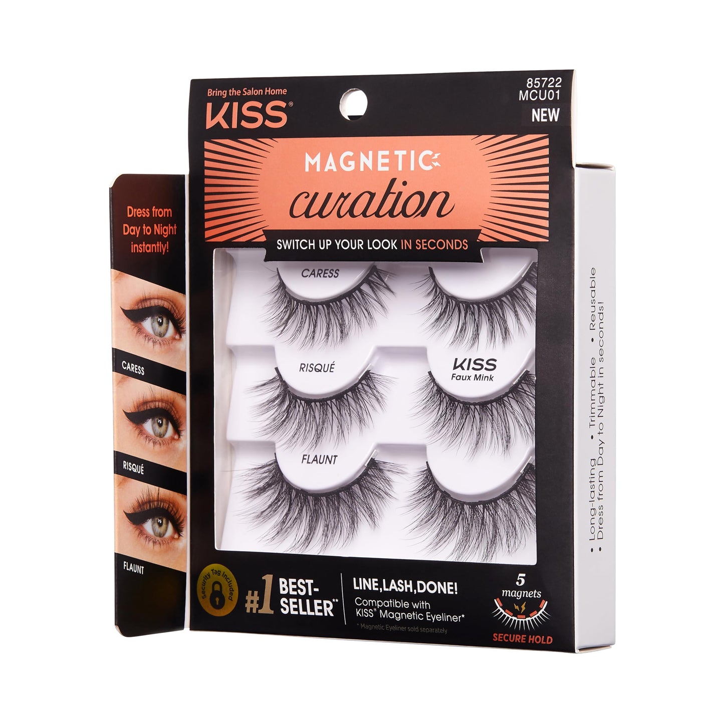 KISS Magnetic Curation False Eyelashes, 3 Pair with 5 Double Strength Magnets, Wind Resistant, Dermatologist Tested, Last Up To 16 Hours, Reusable Up…