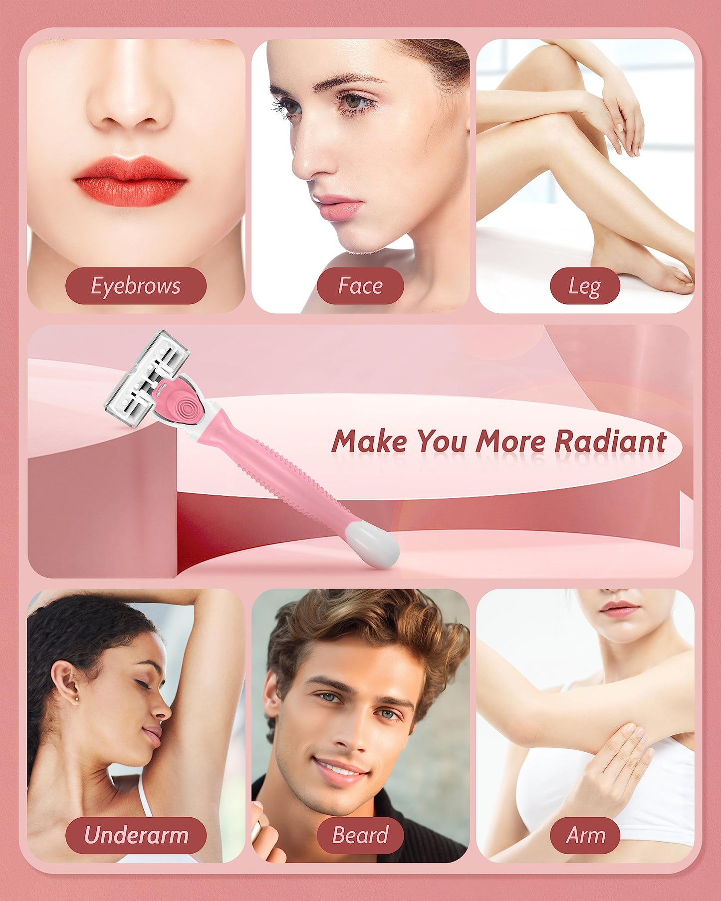 Razors for Women Sensitive Skin, 6 Blades Women’s razors for Shaving Including 2 Travel Razors for Women with 15 Blade Refills, Green Beauty and Personal Care MoHern