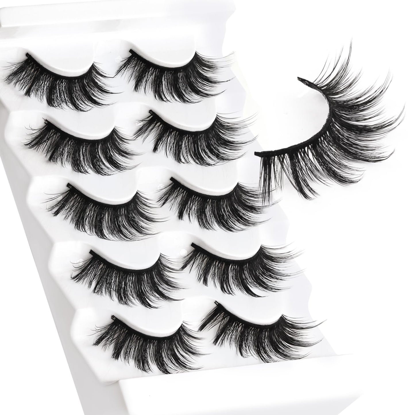 Veleasha Cat Eye Lashes Wispy Faux Mink Lashes 100% Handmade Natural Look Fake Eyelashes Lightweight False Eyelashes 5 Pairs Pack (54) Beauty and Personal Care Veleasha Default Title