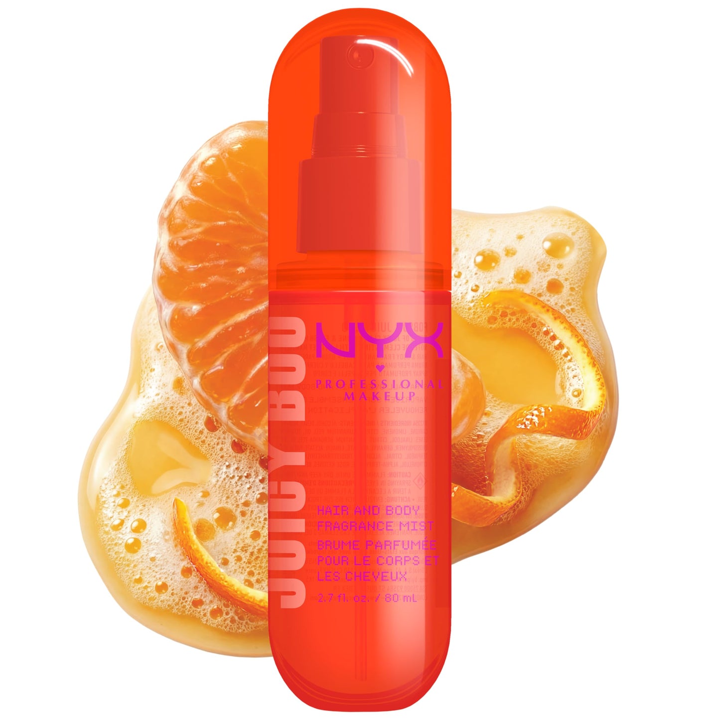 NYX PROFESSIONAL MAKEUP Fat Oil Fragrance Mist Perfume in Juicy Boo, Citrus Scented Long Lasting Hair & Body Spray, Mango & Musk Notes, Vegan
