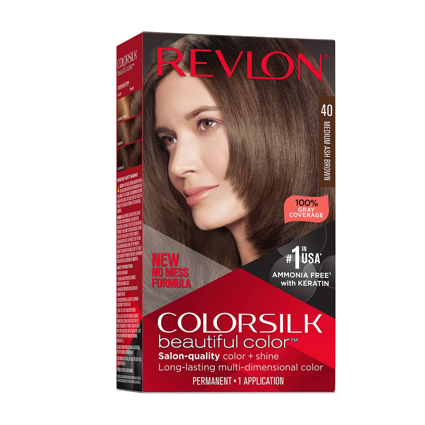 Revlon Colorsilk Beautiful Color Permanent Hair Color, Long-Lasting High-Definition Color, Shine & Silky Softness with 100% Gray Coverage, Ammonia