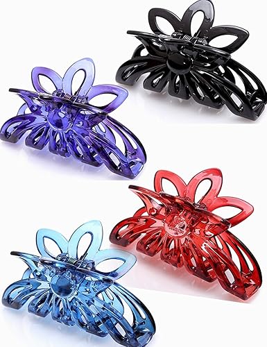 Prettyou 3.5 Inches Plastic Large Clip Hair Claws for Women, Pack of 4