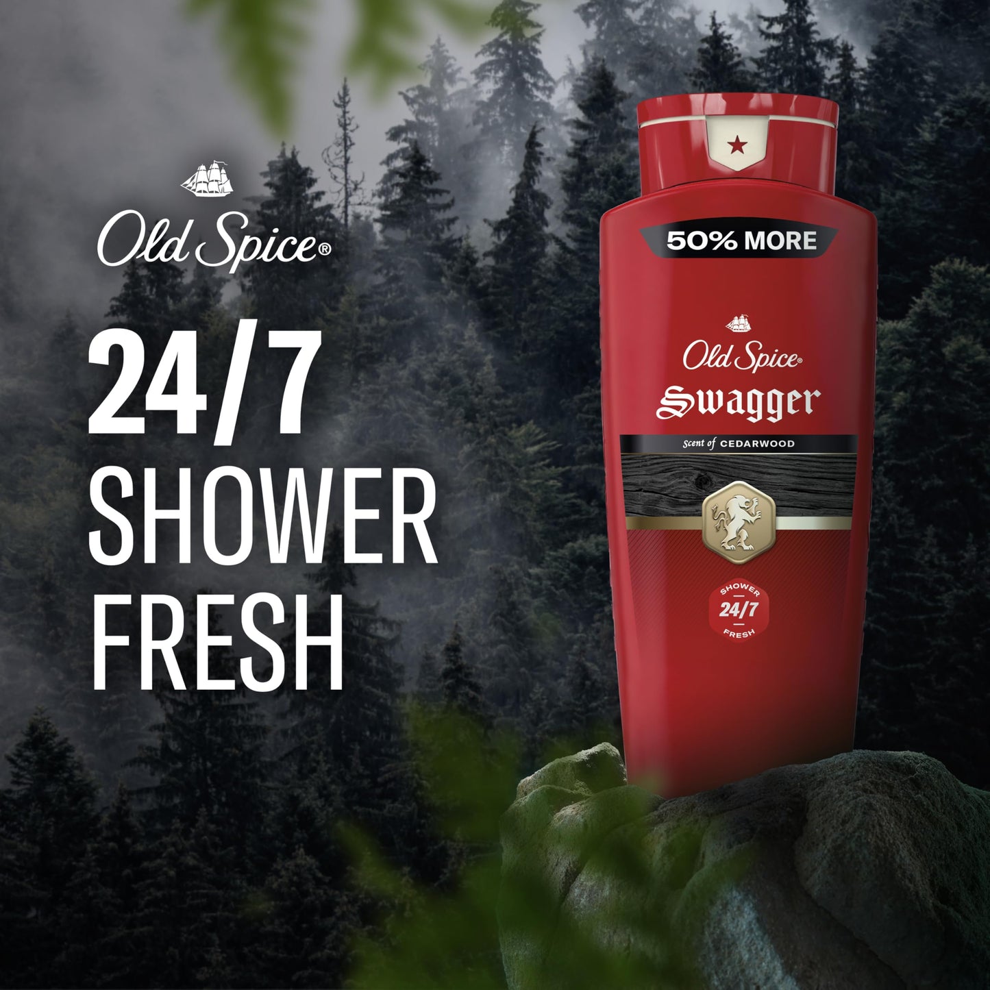 Old Spice Body Wash for Men, 24/7 Shower Fresh, Refreshing Clean with Moisturizing Formula, Long-Lasting Fragrance, Red Collection, Swagger with Lime Beauty and Personal Care Old Spice