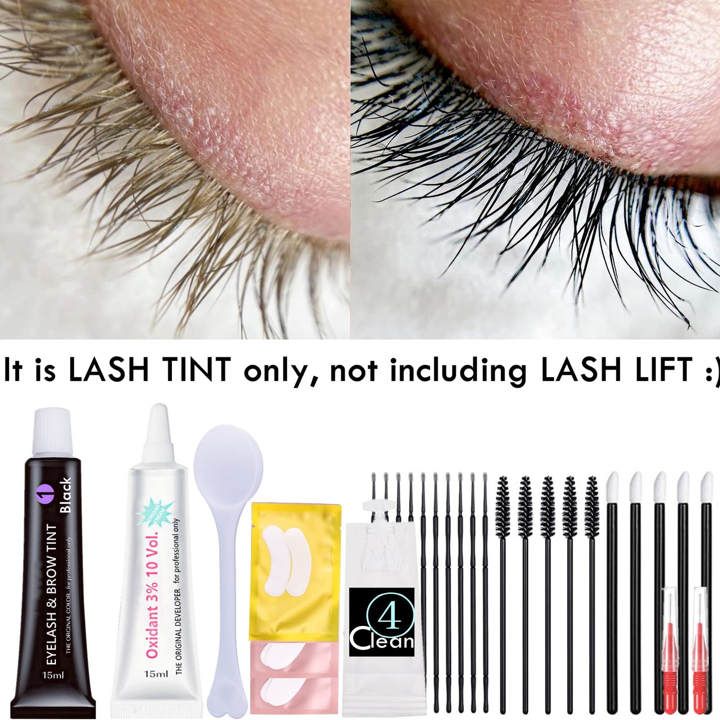 Black Lash T-i-n-t Kit, Keratin Black Eyelash D-y-e and Eyebrow T-i n t, 6 Week Voluminous Brow T-int, T-inting Look For Lash Perm/Lift/Lamination