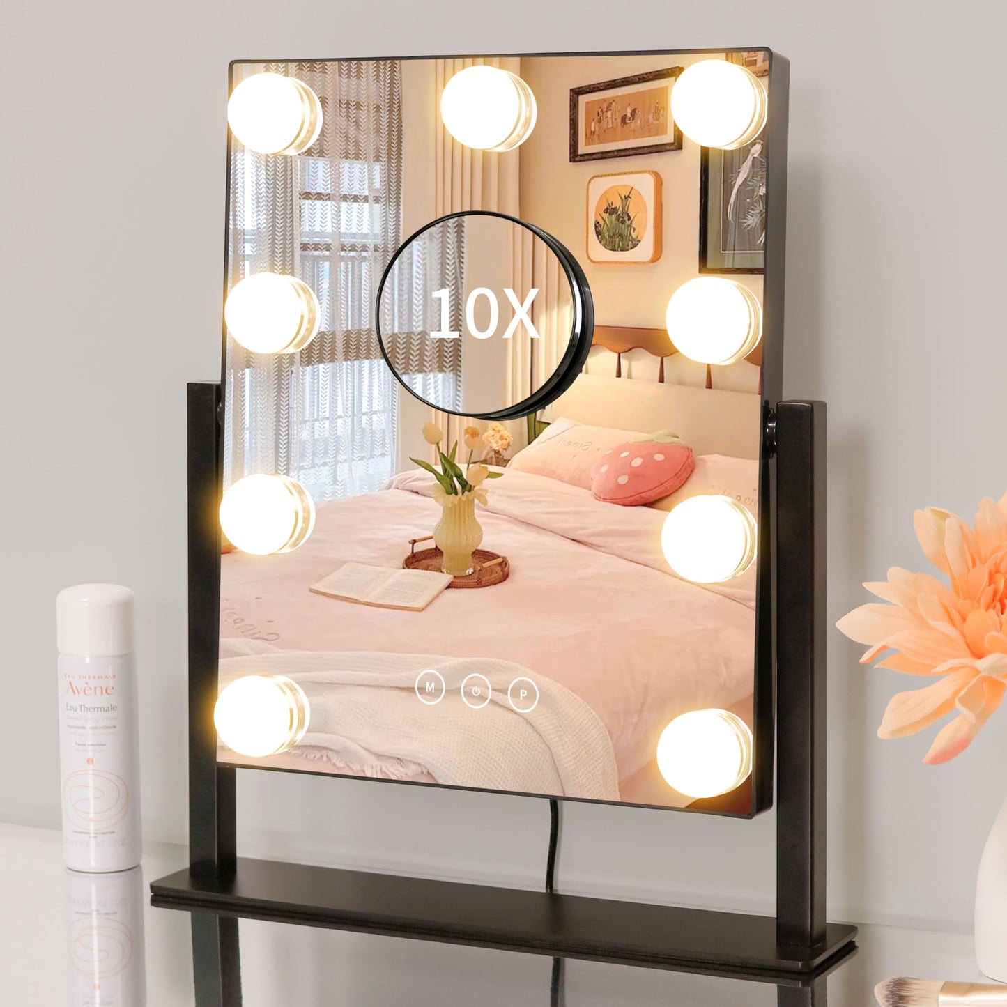 Kotdning Vanity Mirror with Lights,Lighted Vanity Mirror with 9 Dimmable Bulbs for Dressing Room & Bedroom,3 Color Lighting,Modes Detachable 10x Beauty and Personal Care Kotdning Default Title