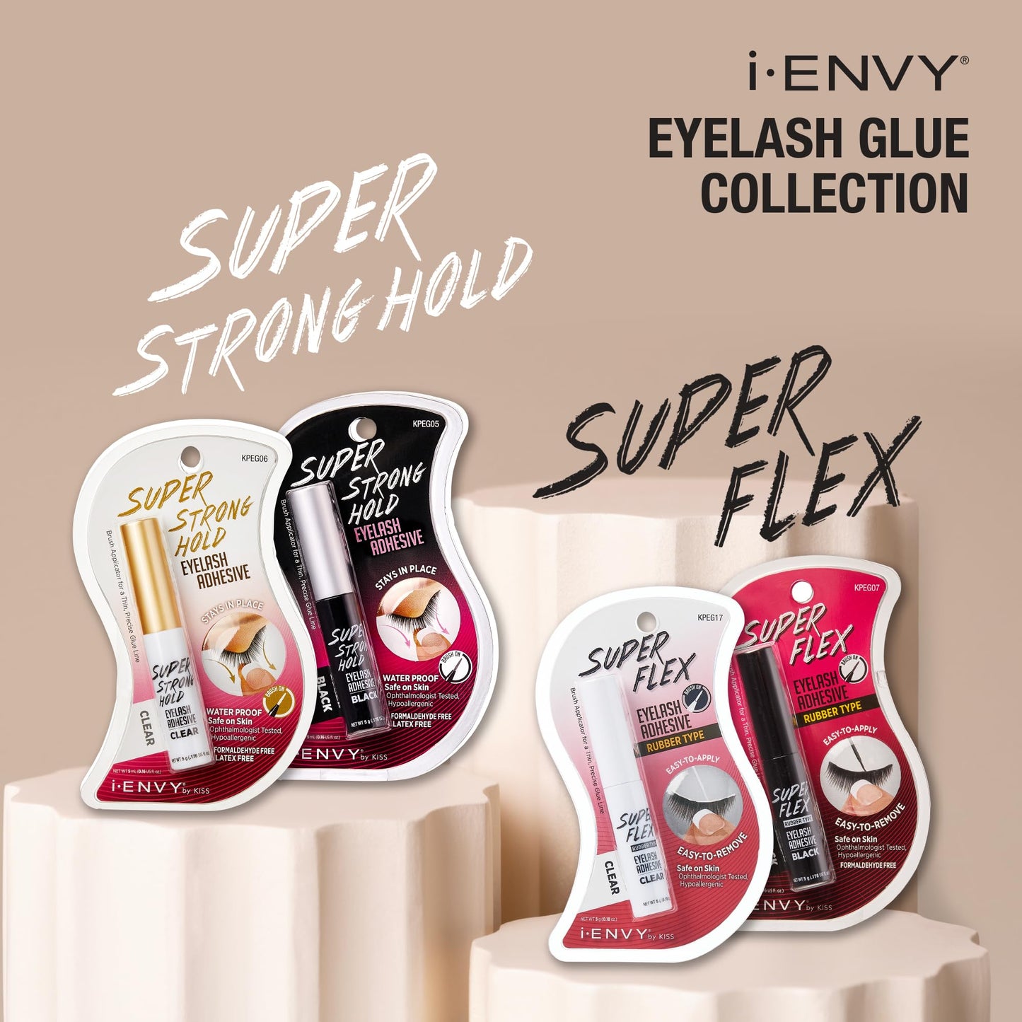 i-Envy by KISS Super Strong Hold Eyelash Adhesive, Waterproof Long-Lasting Strip Lash Glue, Natural-Looking Allergy & Latex Free with Brush Applicator