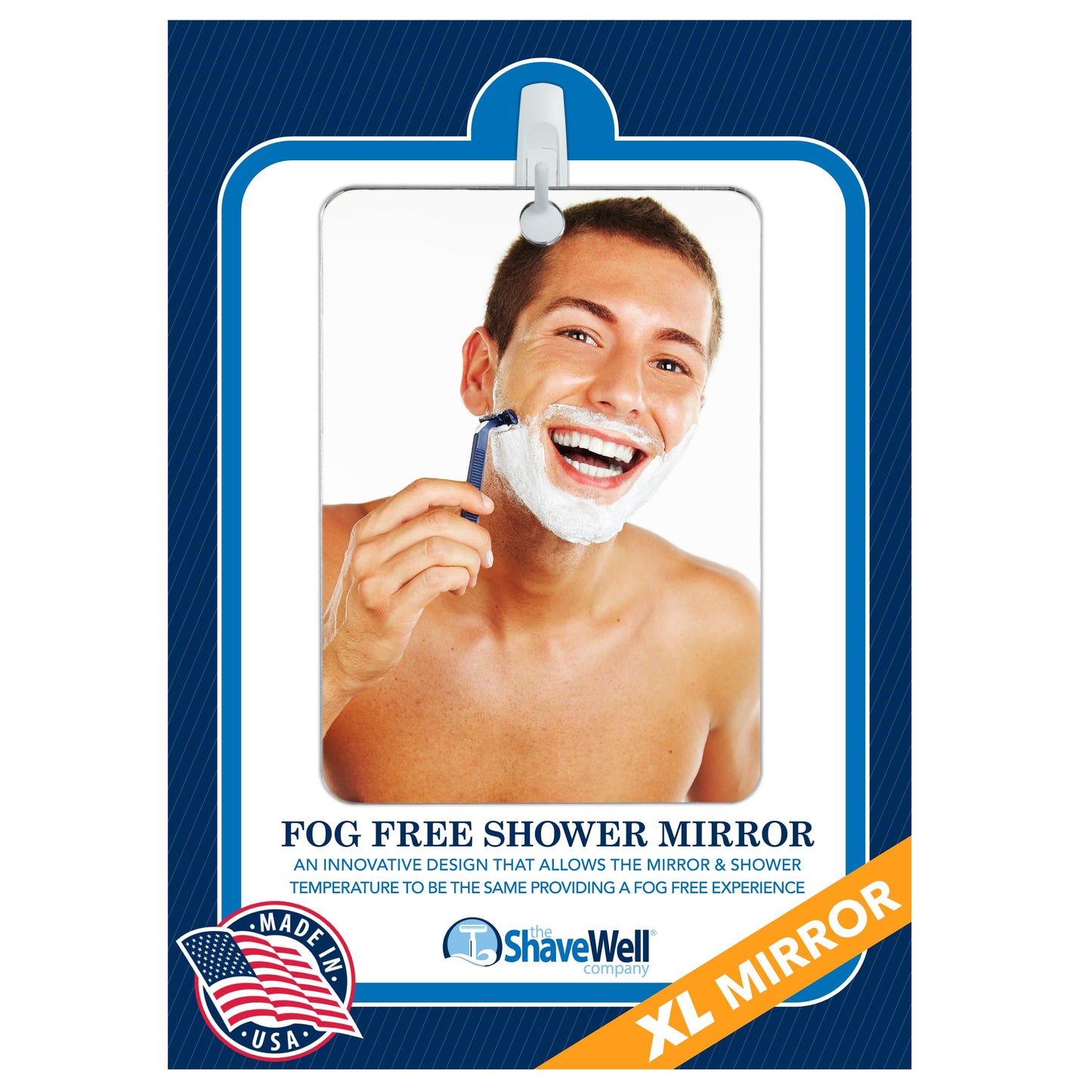 Shave Well XL Anti-Fog Shaving Mirror | X-Large Fogless Hanging Bathroom Shower Mirror with Handheld Option for Men and Women | Includes Long-Lasting Beauty and Personal Care The Shave Well Company