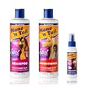 Mane 'n Tail Spirit Untamed Shampoo, Conditioner & Detangler Set - Caramel Apple Scented, Gentle Coconut Oil Formula for Kids, Soft, Silky Hair