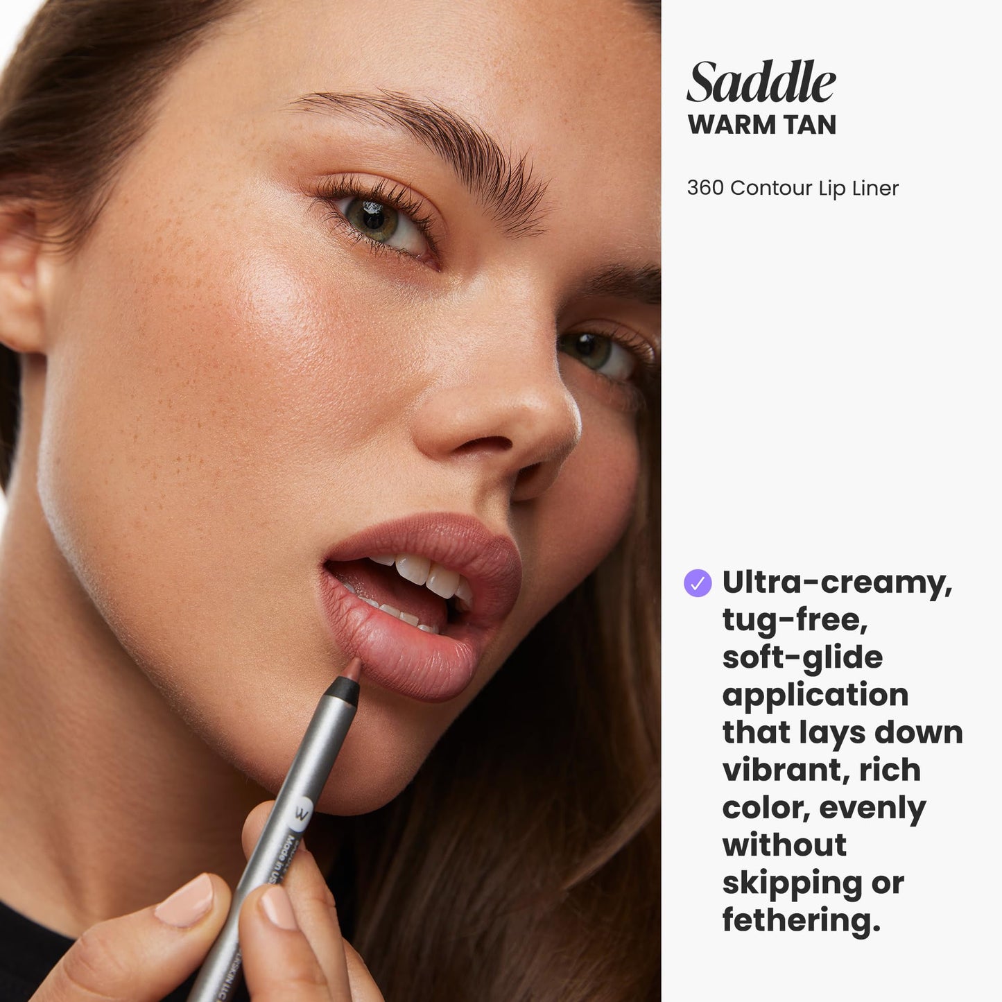 Wonderskin Lipliner Pencil - 360 Contour Lipliner, Long Lasting, Sharpenable, Waterproof and Transfer-Proof Brown Lip Liner Pencil (Saddle) Beauty and Personal Care Wonderskin