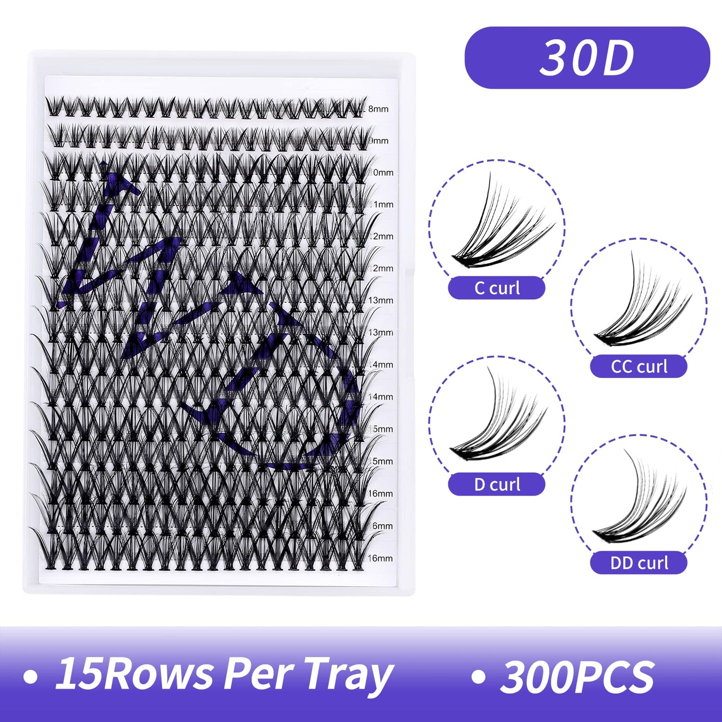Individual Lashes DIY Eyelash Extension 30D Lash Clusters Extensions DD Curl 300PCS Lash Clusters Natural Lashes Super Soft Eyelashes Extension