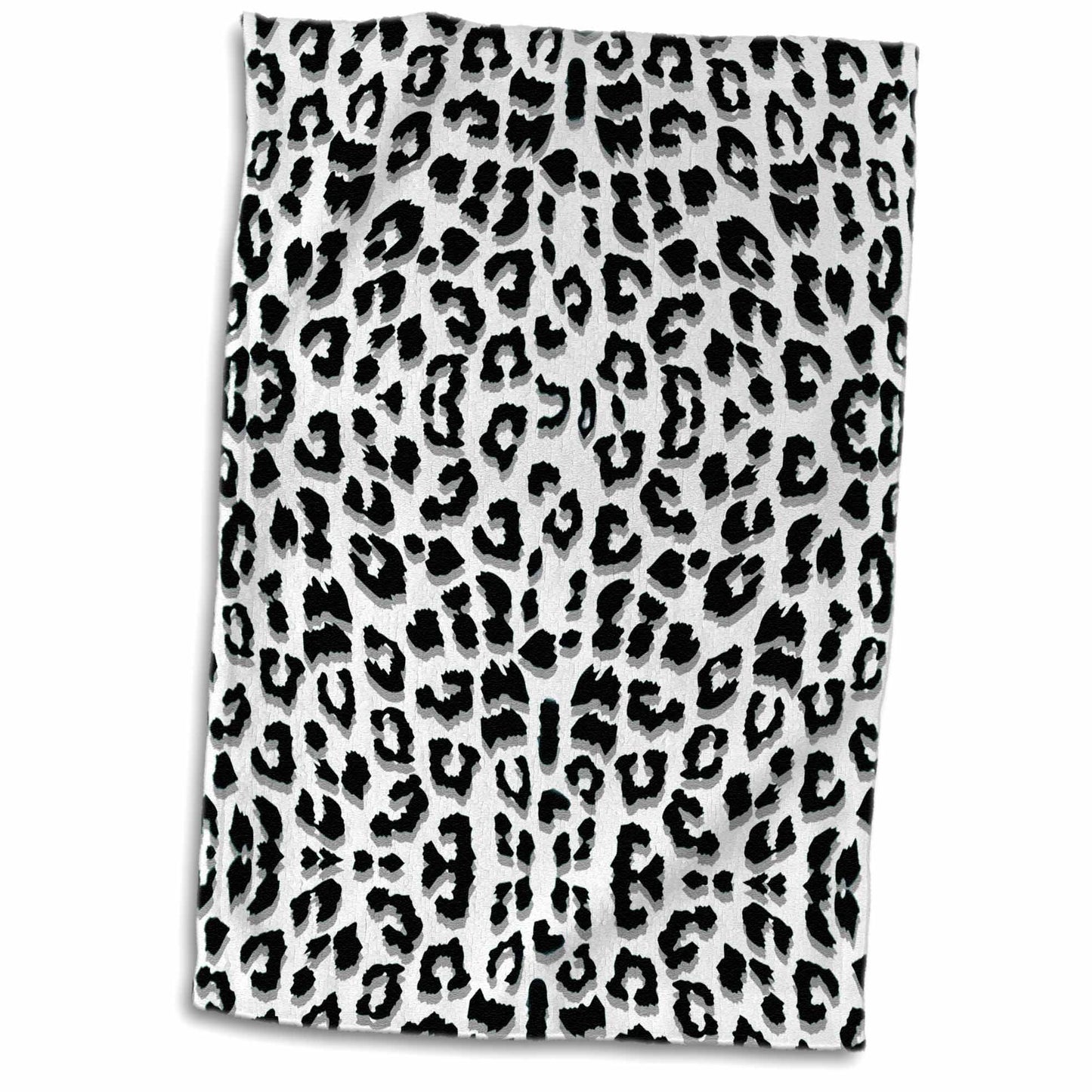 3D Rose Snow Leopard Animal Print Towel, 15" x 22", Multicolor