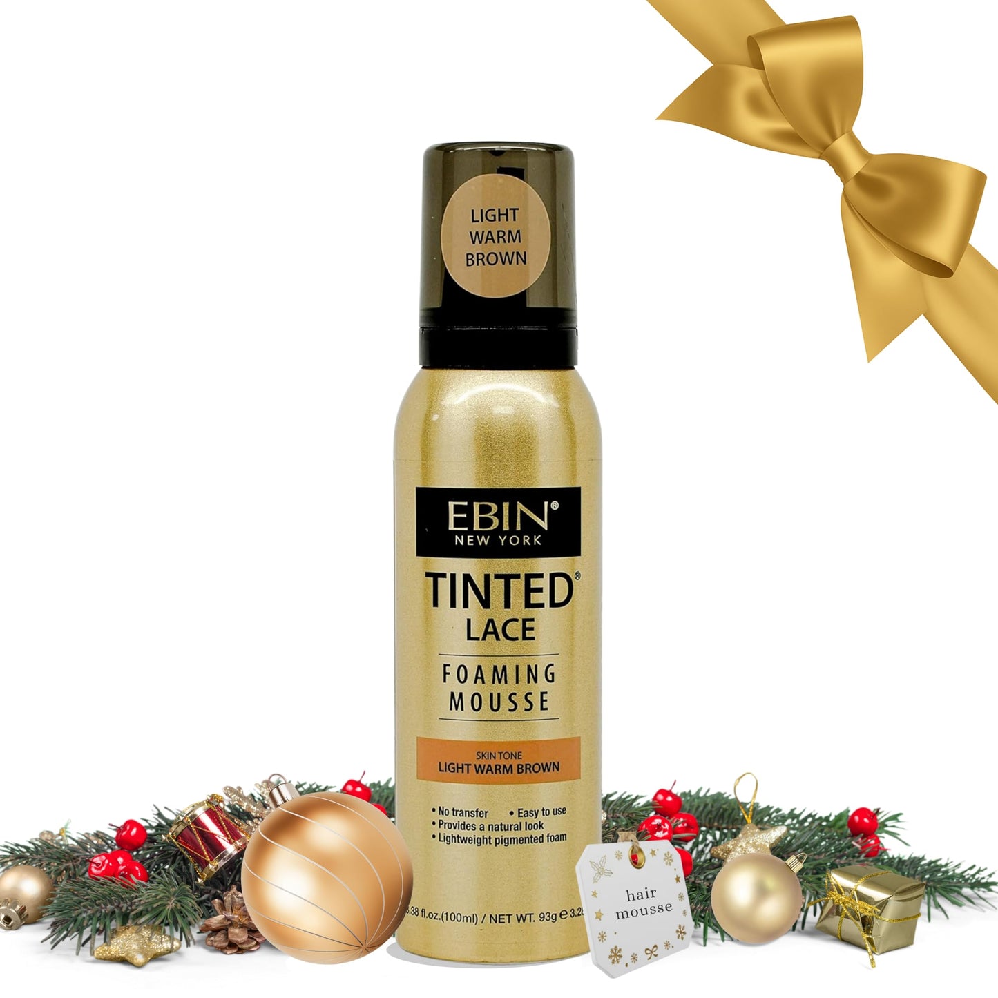 EBIN NEW YORK Tinted Lace Foaming Mousse - Light Warm Brown, 3.38oz/ 100ml