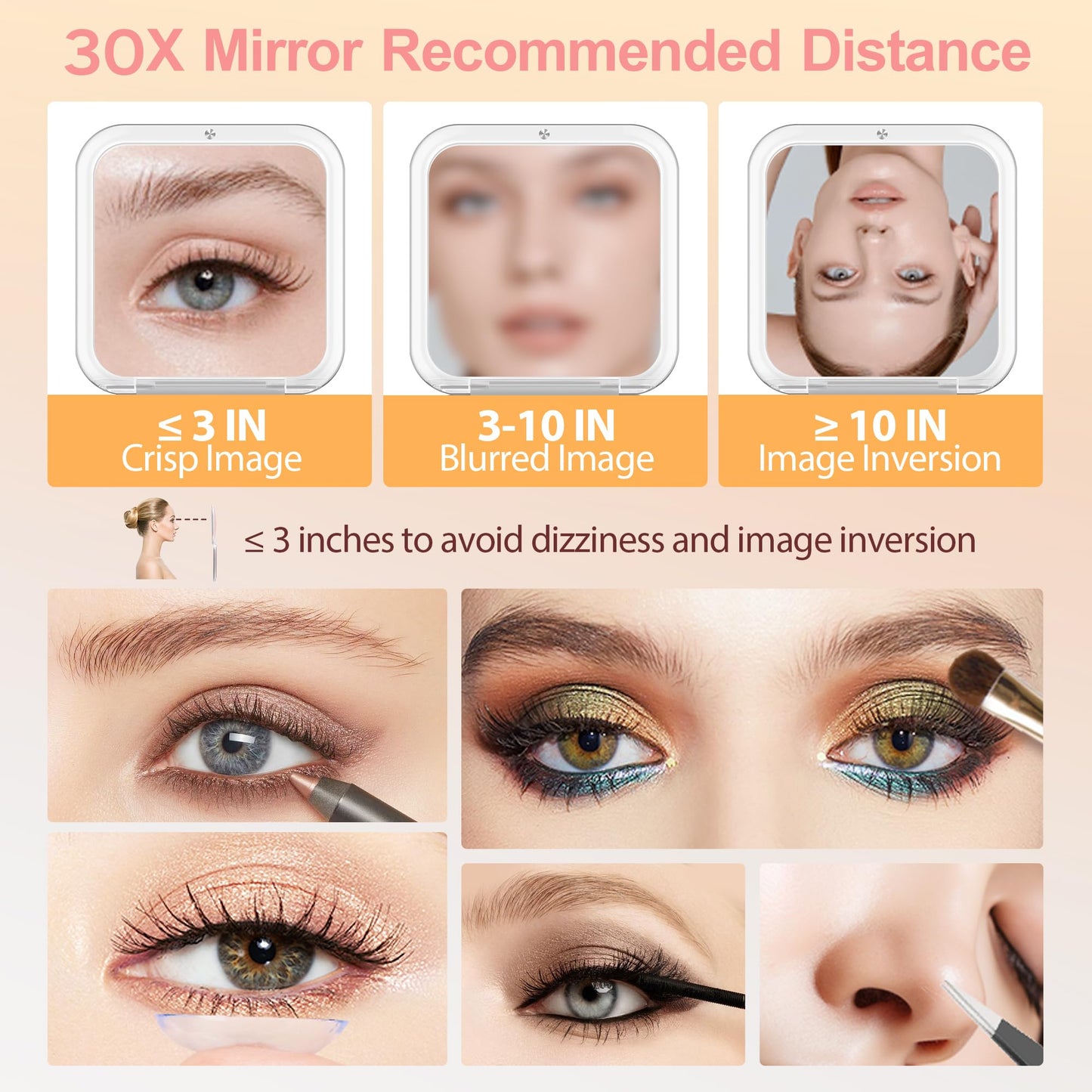 MIYADIVA Compact Mirror, 30X Magnifying Mirror, Pocket Mirror for Purse, Travel Makeup Mirror with 30X/1X Magnification, Travel Essentials Mirrors Beauty and Personal Care MIYADIVA