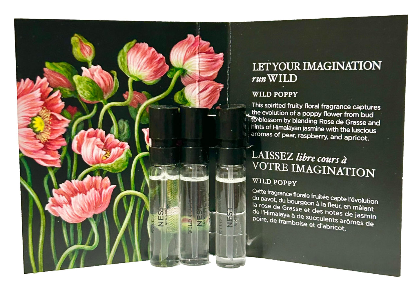 NEST Wild Poppy Sample Perfume Parfum 1.5 ml / 0.05 fl.oz - Vial Spray Set of 3 Vials (2325)