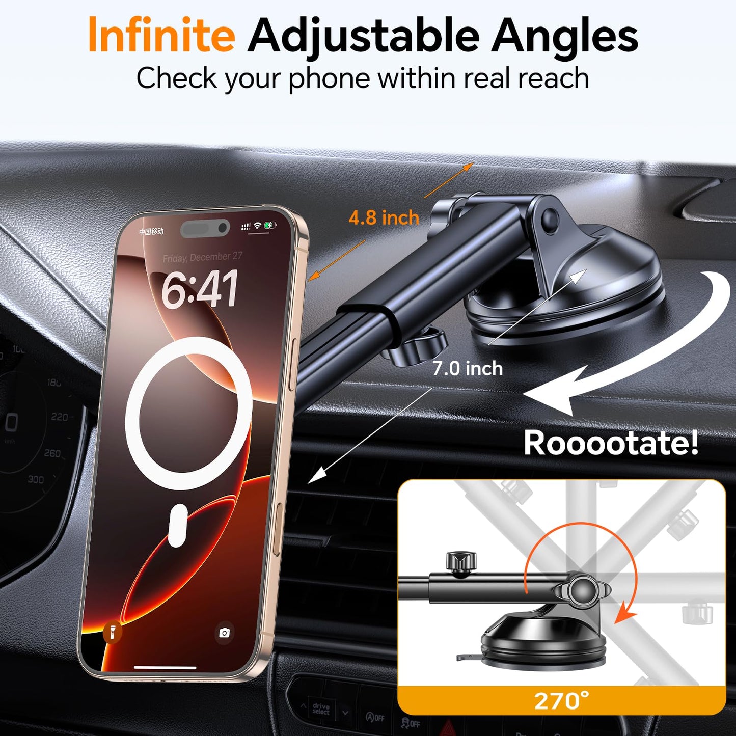 Coolpow for MagSafe Car Mount【Windshield+Vent+Dash】Magnetic Phone Holder for Car Phone Holder Mount Cell Phone Holders for Your Car Accessories…