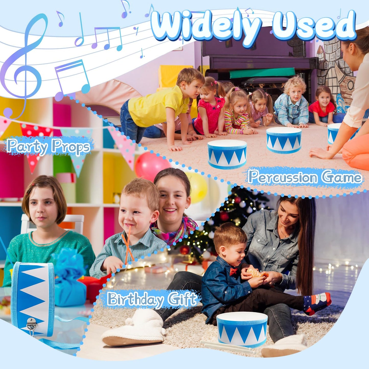 Kids Drum Set – 8" Wooden Drum Toy with Strap & Sticks, Educational Sensory Musical Instrument for Toddlers, Boys & Girls