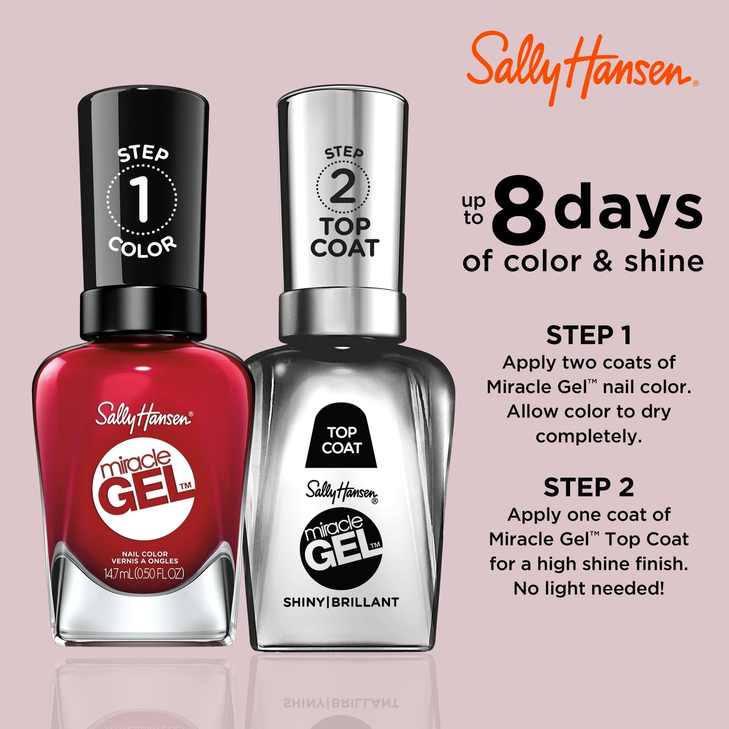 Sally Hansen Miracle Gel Salon Quality Nail Polish | Gel-Like Formula, Two-Step System, No UV Light Needed, Long Lasting | Opaque, Glossy | 474 Can't Beauty & Personal Care Sally Hansen