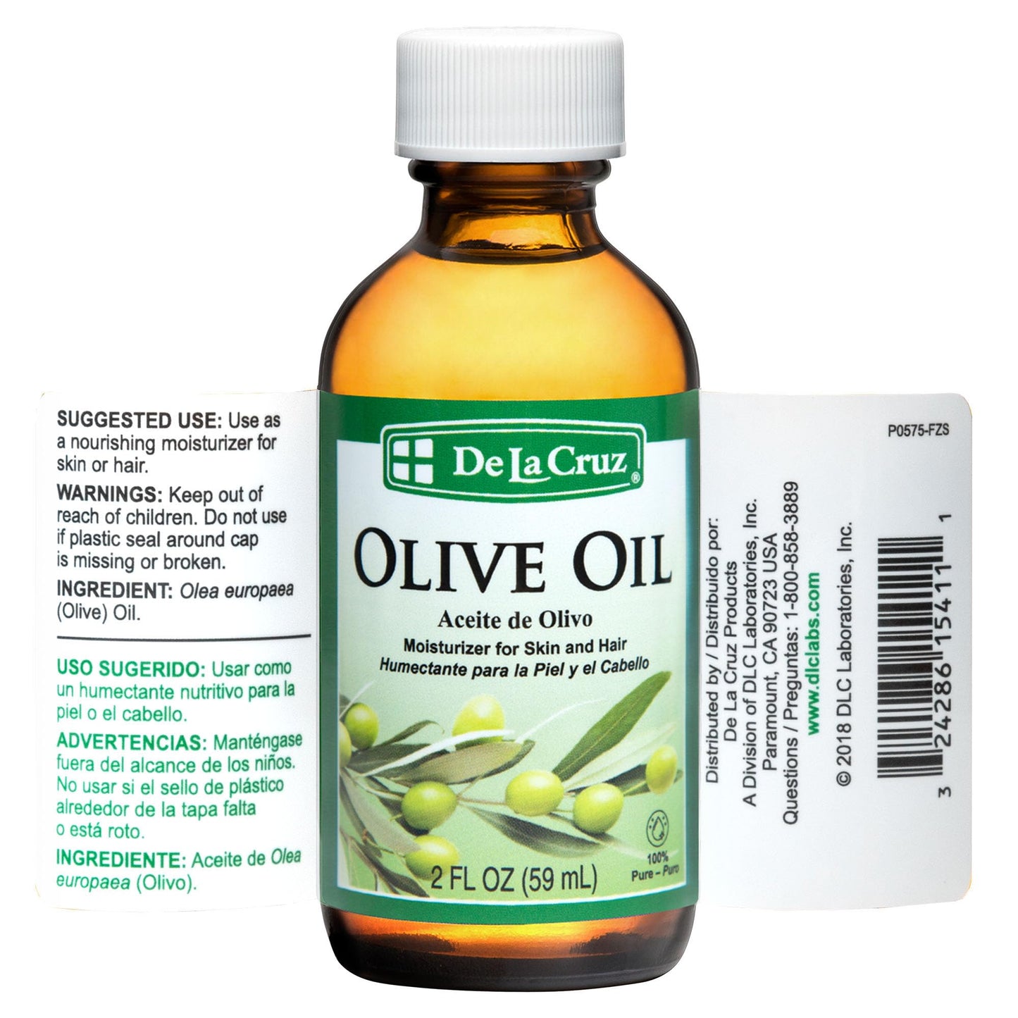 De La Cruz Pure Olive Oil - Natural Expeller Pressed Olive Oil for Hair and Skin - Lightweight Body Oil for Dry Skin 2 Fl Oz (2 Bottles)