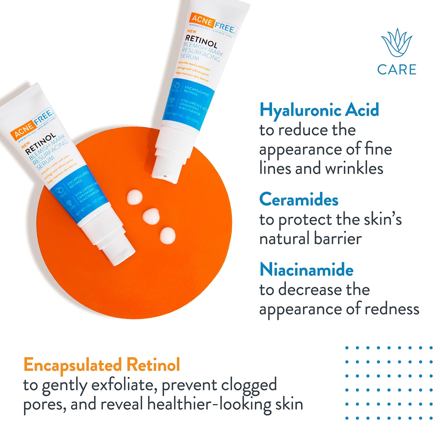 AcneFree Retinol Blemish Mark Resurfacing Serum with Hyaluronic Acid, and Niacinamide | Helps to Reduce the Appearance of Acne Marks | Redness Control