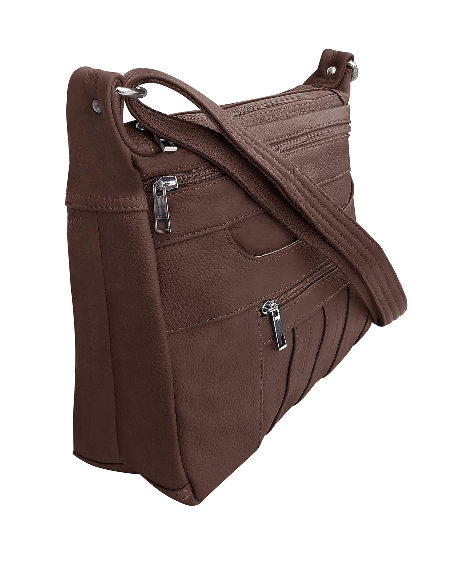 Brown Leather Concealed Carry Handbag Roma 7082