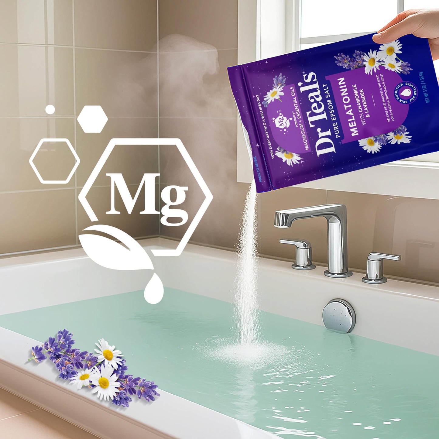 Dr Teal's Pure Epsom Salt, Melatonin Sleep Soak with Essential Oil Blend, 3 lb (Pack of 4) Beauty and Personal Care Dr Teal's