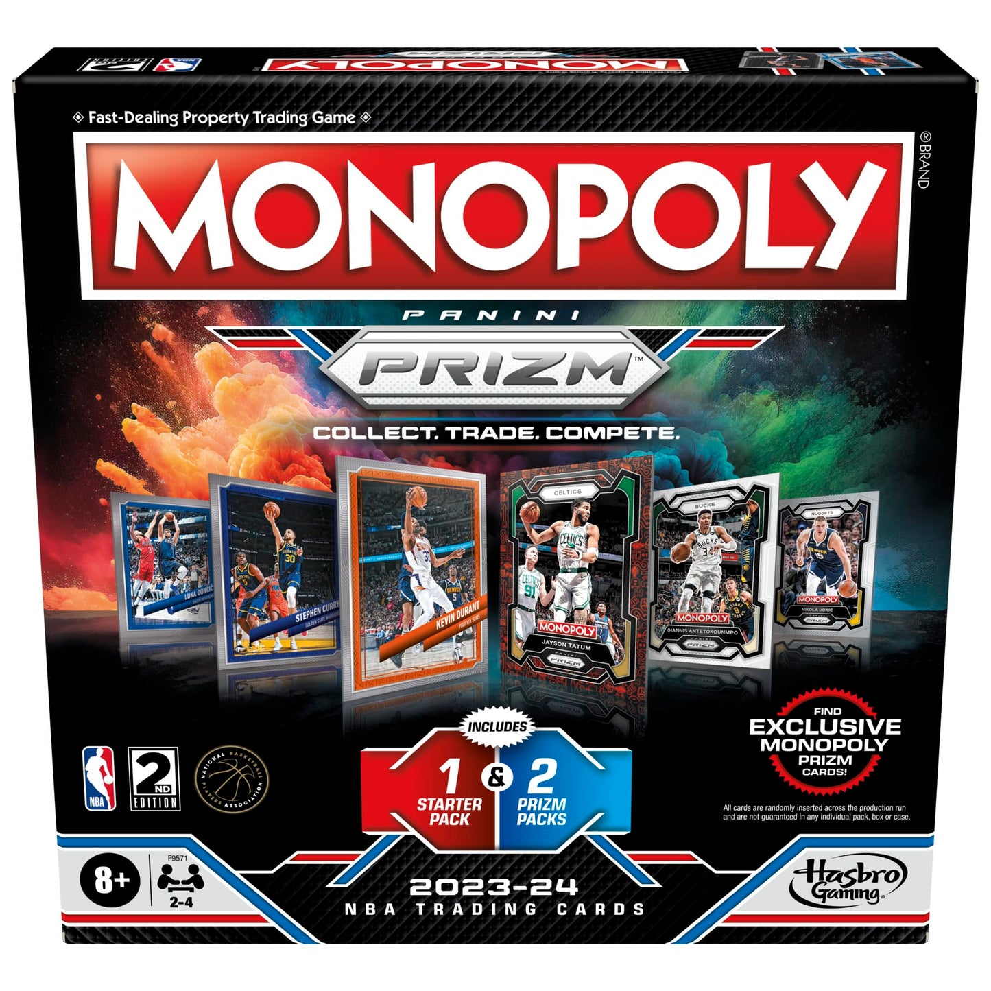 Monopoly Prizm: NBA 2nd Edition Board Game | Monopoly Game with 2023-24 Panini NBA Trading Cards | Ages 8 and Up | 2 to 4 Players | Basketball Games