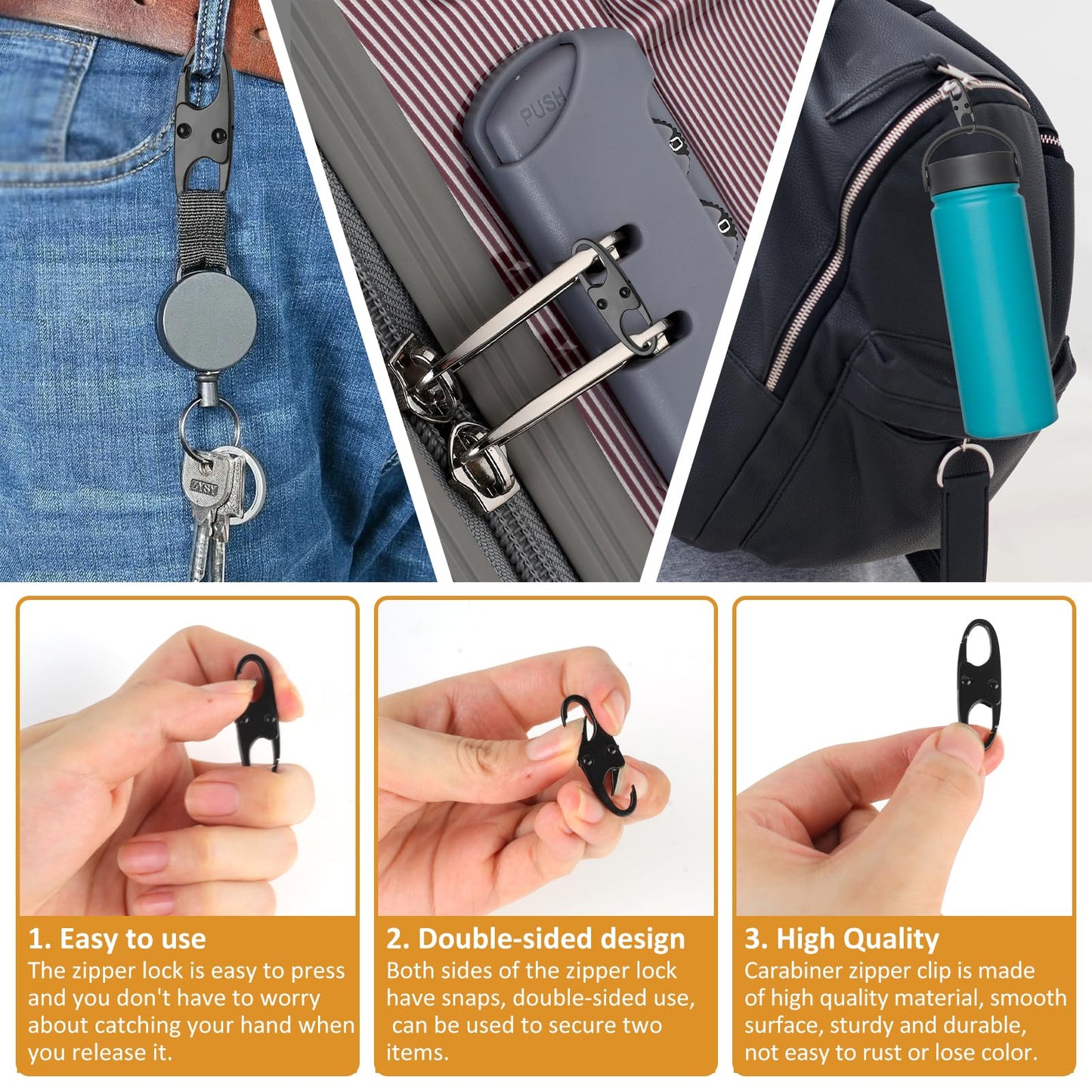 Phinus 21 PCS Anti-Theft S-Shaped Zipper Locks – Combo Clips for Luggage, Backpacks, Clothing, Boots, Purses & Outdoor Travel (Black)