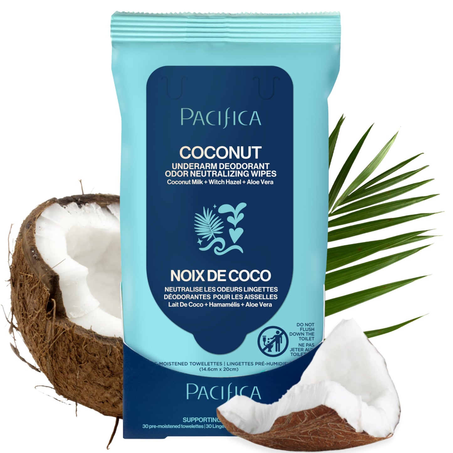 Pacifica Beauty Coconut Milk & Essential Oils Underarm Deodorant Wipes, Helps Remove Odor, Aluminum-Free, Vegan & Cruelty-Free, 30 Wipes (1-Pack) Beauty and Personal Care Pacifica Default Title